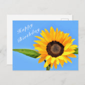 Happy Birthday - Gelbe Sonnenblume auf blauem Himm Postkarte (Vorne/Hinten)