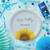 Happy Birthday Gelbe Sonnenblume Elegant Pappteller (Party)