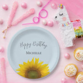 Happy Birthday Gelbe Sonnenblume Elegant Pappteller (Party)