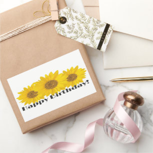Happy Birthday Gelbe Sonnenblumen Rechteckiger Aufkleber