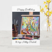 Happy Birthday | Gemälde auf dem Baumstamm Karte (Gelbe Blume)