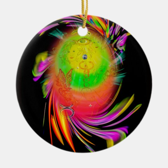 Happy Birthday Gemini Rundes Keramik Ornament