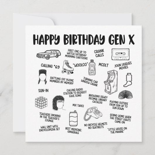 Happy Birthday Gen X Karte (Vorderseite)