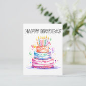 Happy Birthday | Genießen Sie etwas Kuchen Postkarte (Stehend Vorderseite)