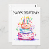 Happy Birthday | Genießen Sie etwas Kuchen Postkarte (Vorne/Hinten)