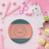 Happy Birthday Geometric Double Circle Aquamarin Pappteller (Party)