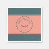 Happy Birthday Geometric Double Circle Aquamarin Serviette (Vorderseite)