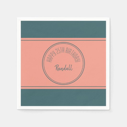 Happy Birthday Geometric Double Circle Aquamarin Serviette (Vorderseite)