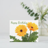 Happy Birthday Gerbera Daisy Orange Green Blume Postkarte (Stehend Vorderseite)