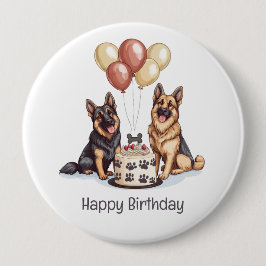 Happy Birthday German Shepherd Hunde Birthday Cake Button