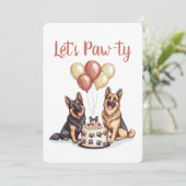 Happy Birthday German Shepherd Hunde Birthday Cake Einladung (Stehend Vorderseite)