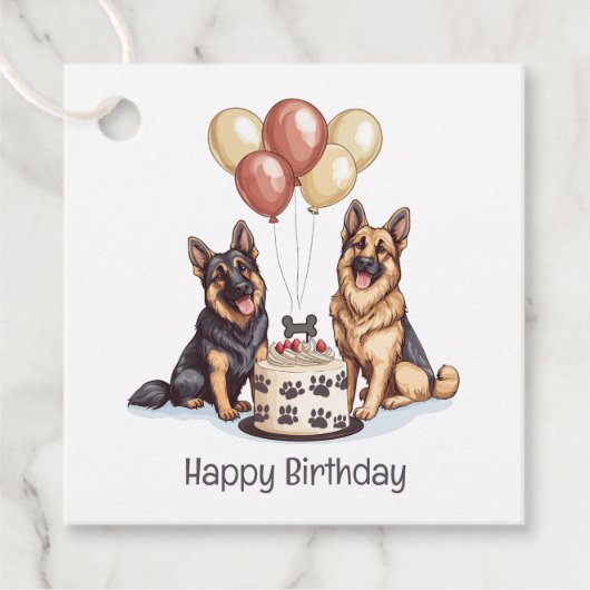 Happy Birthday German Shepherd Hunde Birthday Cake Geschenkanhänger (Vorderseite)