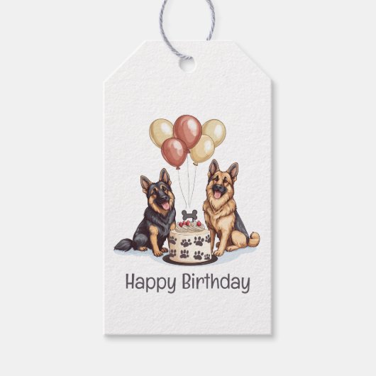 Happy Birthday German Shepherd Hunde Birthday Cake Geschenkanhänger (Vorderseite)