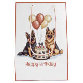 Happy Birthday German Shepherd Hunde Birthday Cake Mittlere Geschenktüte (Rückseite)