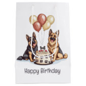 Happy Birthday German Shepherd Hunde Birthday Cake Mittlere Geschenktüte (Rückseite)