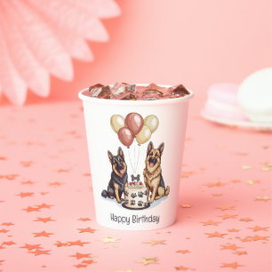 Happy Birthday German Shepherd Hunde Birthday Cake Pappbecher