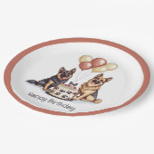Happy Birthday German Shepherd Hunde Birthday Cake Pappteller (Schrägansicht)