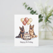 Happy Birthday German Shepherd Hunde Birthday Cake Postkarte (Stehend Vorderseite)