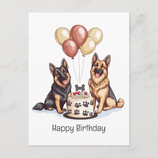 Happy Birthday German Shepherd Hunde Birthday Cake Postkarte (Vorderseite)