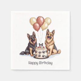 Happy Birthday German Shepherd Hunde Birthday Cake Serviette