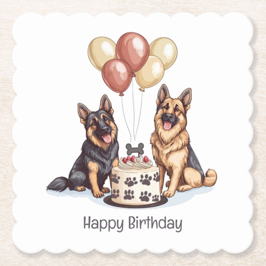 Happy Birthday German Shepherd Hunde Birthday Cake Untersetzer (Vorderseite)