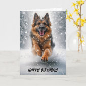Happy Birthday German Shepherd Karte (Gelbe Blume)