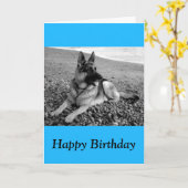 Happy Birthday German Shepherd Puppy Dog Card Karte (Gelbe Blume)