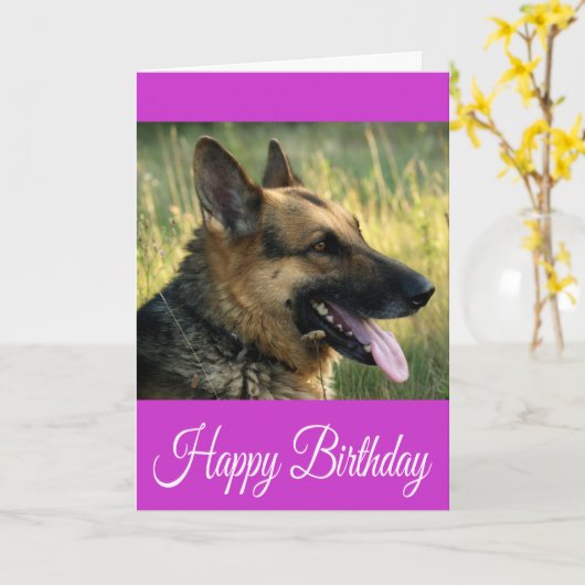 Happy Birthday German Shepherd Puppy Dog Card Karte (Gelbe Blume)