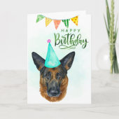 Happy Birthday German Shepherd Watercolor Karte (Vorderseite)