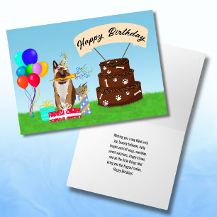 Happy Birthday German Shepherd with Cake Karte