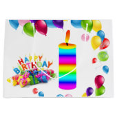 Happy Birthday Geschenk Beutel Kerze Balloons Große Geschenktüte (Vorderseite)