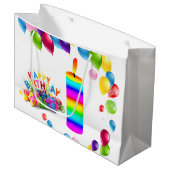 Happy Birthday Geschenk Beutel Kerze Balloons Große Geschenktüte (Vorderseite Schrägansicht)