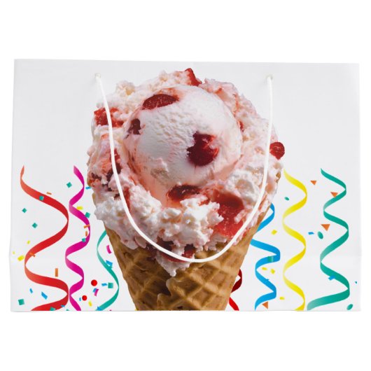 Happy Birthday Geschenk Beutel Strawberry Ice Crem Große Geschenktüte (Rückseite)
