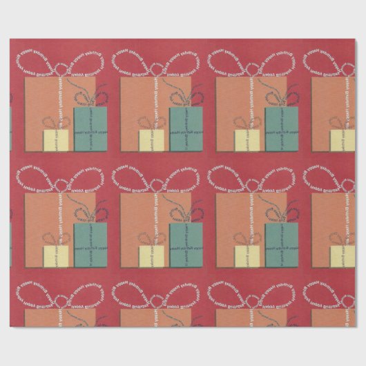 Happy BIrthday Geschenk mit Bow Geschenkpapier (Flach)