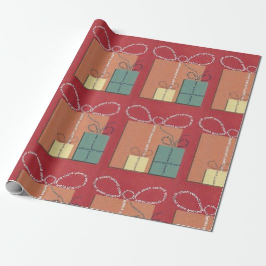 Happy BIrthday Geschenk mit Bow Geschenkpapier (Ungerollt)
