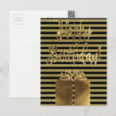 Happy Birthday Geschenk Schwarze Gold Typografie g Postkarte (Vorne/Hinten)