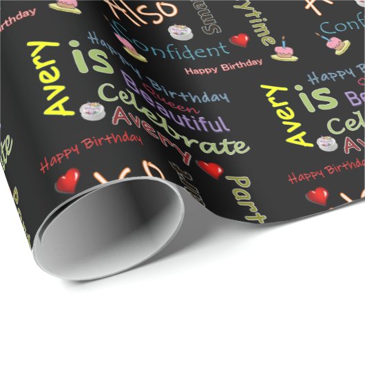 Happy Birthday Geschenk Wrapping Paper Avery Geschenkpapier (Rolleneckpunkt)