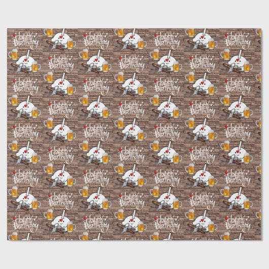 Happy Birthday Geschenk Wrapping Paper Biere Geschenkpapier (Flach)