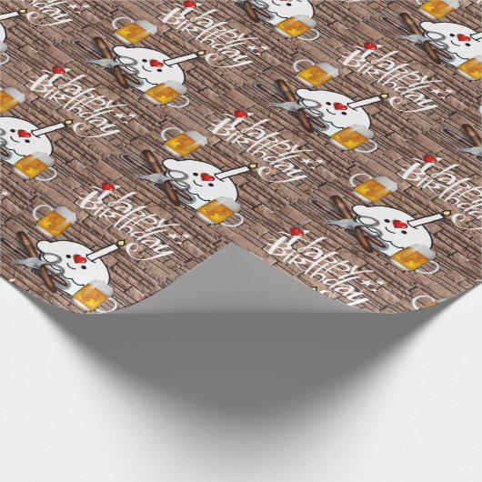 Happy Birthday Geschenk Wrapping Paper Biere Geschenkpapier (Ecke)