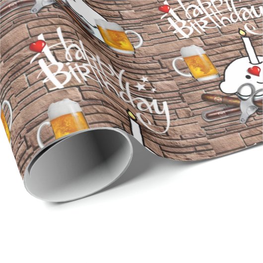 Happy Birthday Geschenk Wrapping Paper Biere Geschenkpapier (Rolleneckpunkt)