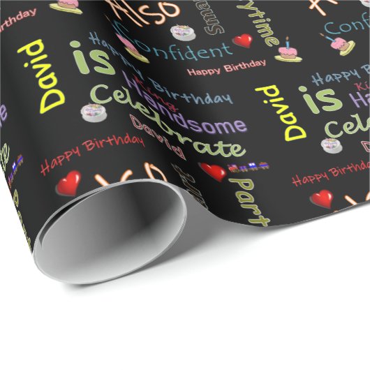 Happy Birthday Geschenk Wrapping Paper David Geschenkpapier (Rolleneckpunkt)