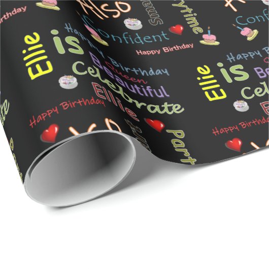 Happy Birthday Geschenk Wrapping Paper Ellie Geschenkpapier (Rolleneckpunkt)
