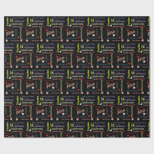 Happy Birthday Geschenk Wrapping Paper Jayden Geschenkpapier (Flach)