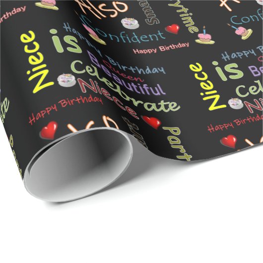 Happy Birthday Geschenk Wrapping Paper Niece Geschenkpapier (Rolleneckpunkt)