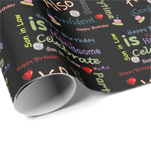 Happy Birthday Geschenk Wrapping Paper Son Law Geschenkpapier (Rolleneckpunkt)
