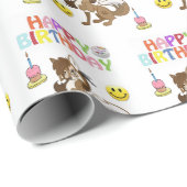 Happy Birthday Geschenk Wrapping Paper Wolf Geschenkpapier (Rolleneckpunkt)