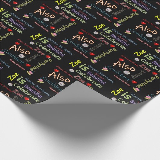 Happy Birthday Geschenk Wrapping Paper Zoe Geschenkpapier (Ecke)