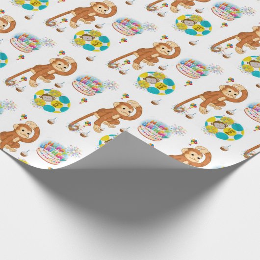 Happy Birthday Geschenk Wrapping Papier Affe zwei Geschenkpapier (Ecke)