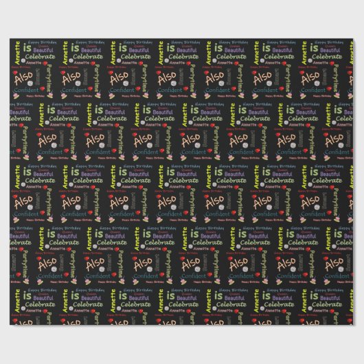 Happy Birthday Geschenk Wrapping Papier Annette Geschenkpapier (Flach)