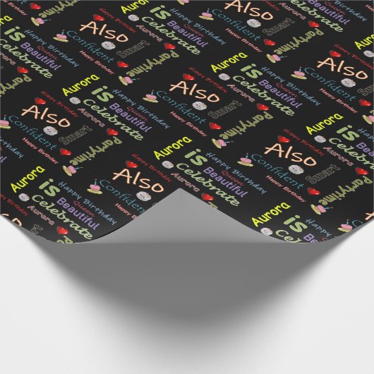 Happy Birthday Geschenk Wrapping Papier Aurora Geschenkpapier (Ecke)